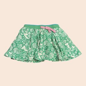 Mini Boden Skort Girls 7-8Y Green White Fun Mermaids Drawstring Elastic Waist